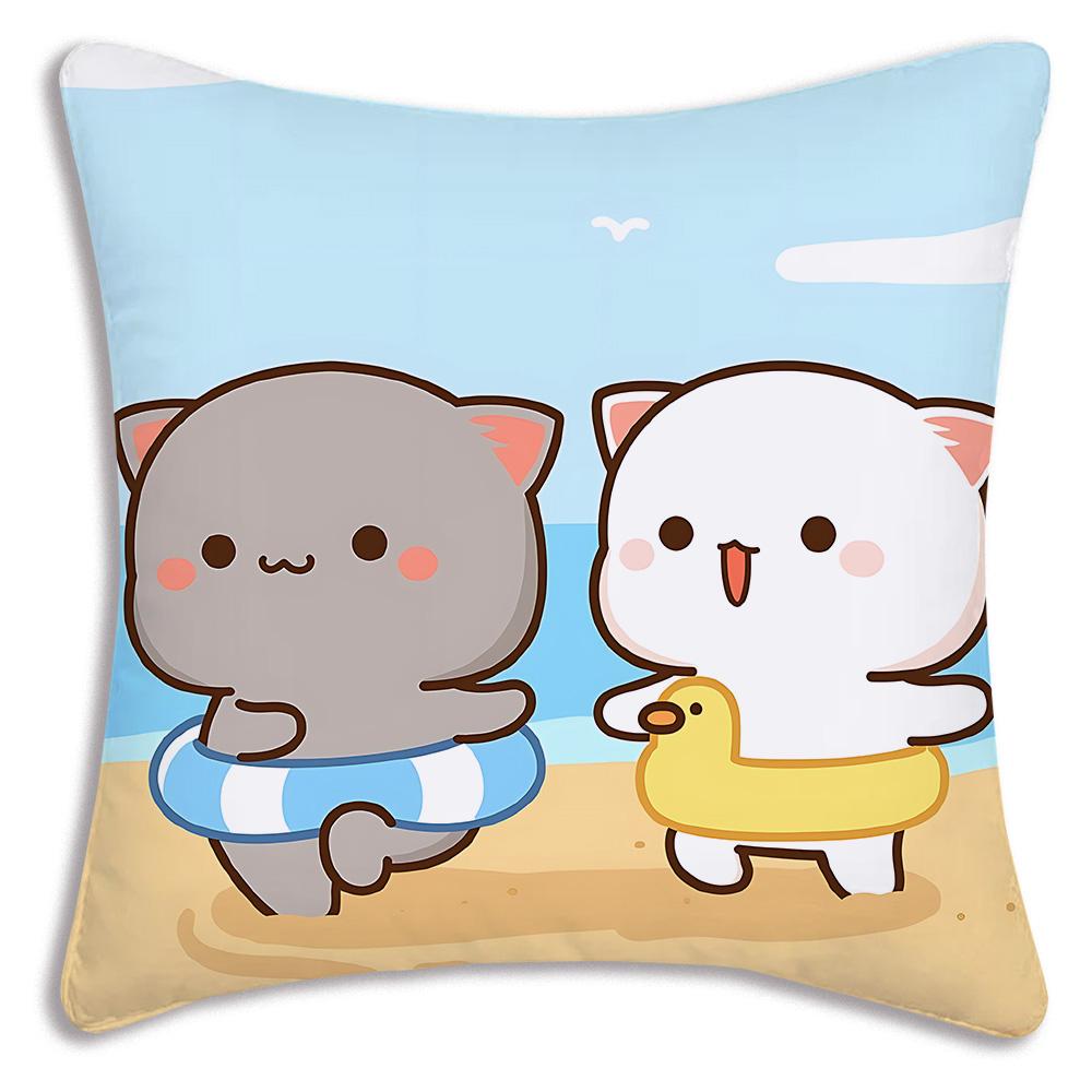 Cute PeachS And G-GomaS Pillow Covers Cartoon Sofa Decorative Home Double-sided Printing Short Plush Cute Cushion Cover