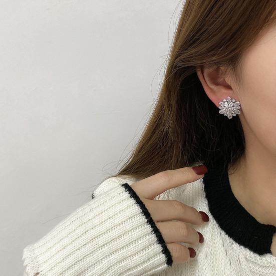 1 Pair Stud Earrings, Cubic Zircon Inlay Women Earrings, Alloy Polished Surface Ear Studs, Versatile Style Jewelry Accessories