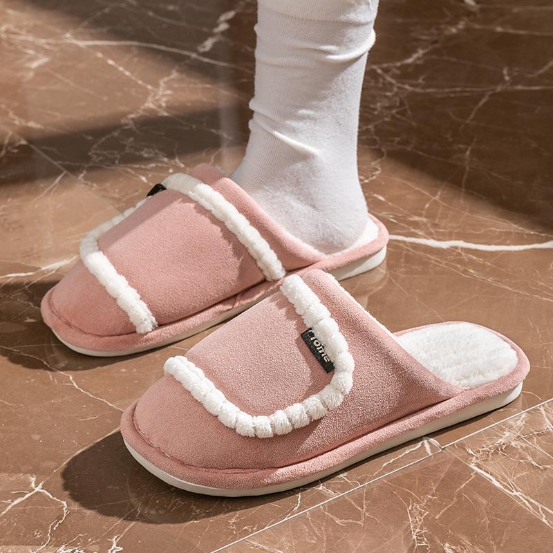 Cotton Slippers for Home Use Spring and Autumn Indoor Warm and Non-slip Cixi Couple Plush