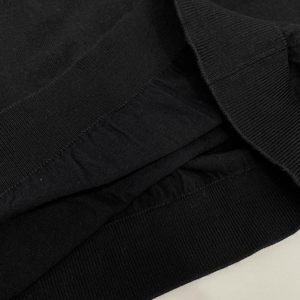 JOHN SMEDLEY SYRES Black Cotton High-Gauge Knit Skipper Shirt tops L blackUsed