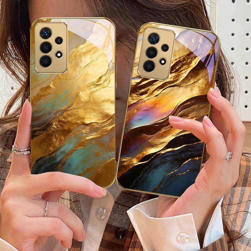 Gold Marmor Textur Für Samsung A73 A72 A71 A42 A56 A55 A54 A53 A52s A52 A51 A36 A35 A34 A33 A32 A16 Goldenes Glas Handyhülle