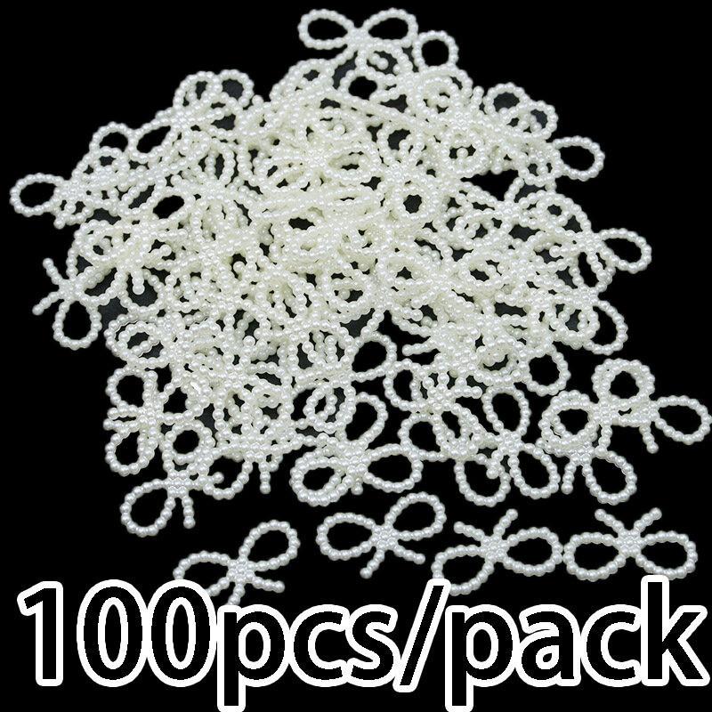

(100Pcs/pack)17*29mm Resin Imitation Pearl Bow Jewelry Accessories Hollow Phone Case Decoration Material Diy Holiday Decoration 17x29mm