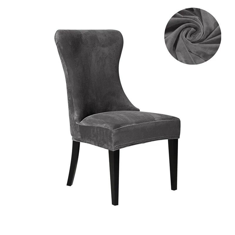 1/6PC Soft Velvet Dining Chair Cover Elastic High Back Armless Chair Cover Dustproof Solid Color Seat Slipcover for Hotel Party
