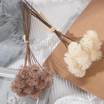 12 Stück Realistisches Künstliches Kleines Dornenball-Bouquet DIY Farbecht Künstlicher Stacheliger Ball Handgefertigte Kunstpflanzen Vasendekor