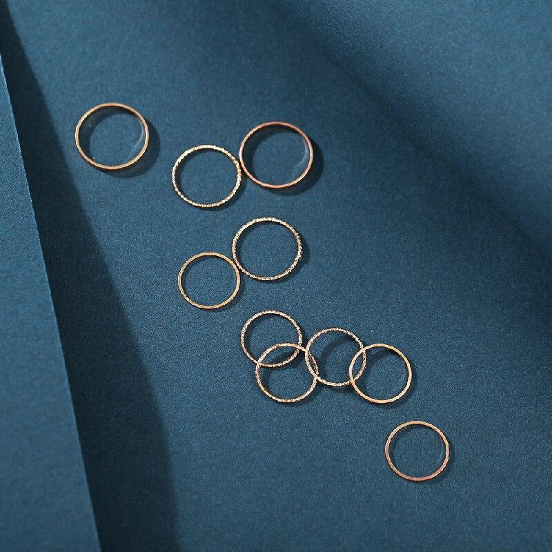 20pcs Gold-color And Silver-plated Ring Ladies Simple Style Fine Finger Ring Joint Ring Index Finger Brass And Iron Jewelry
