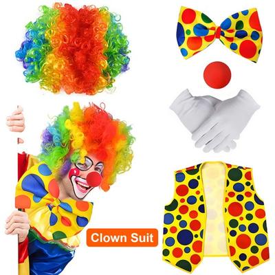 Halloweensky klaun Cosplay kostýmová súprava Parochňa Červený nos Rukavice Vesta s kravatou Topánky Muži Ženy Dospelí Párty Pódium Vystúpenie klaun Oblečenie Podpery Oblečenie Príslušenstvo