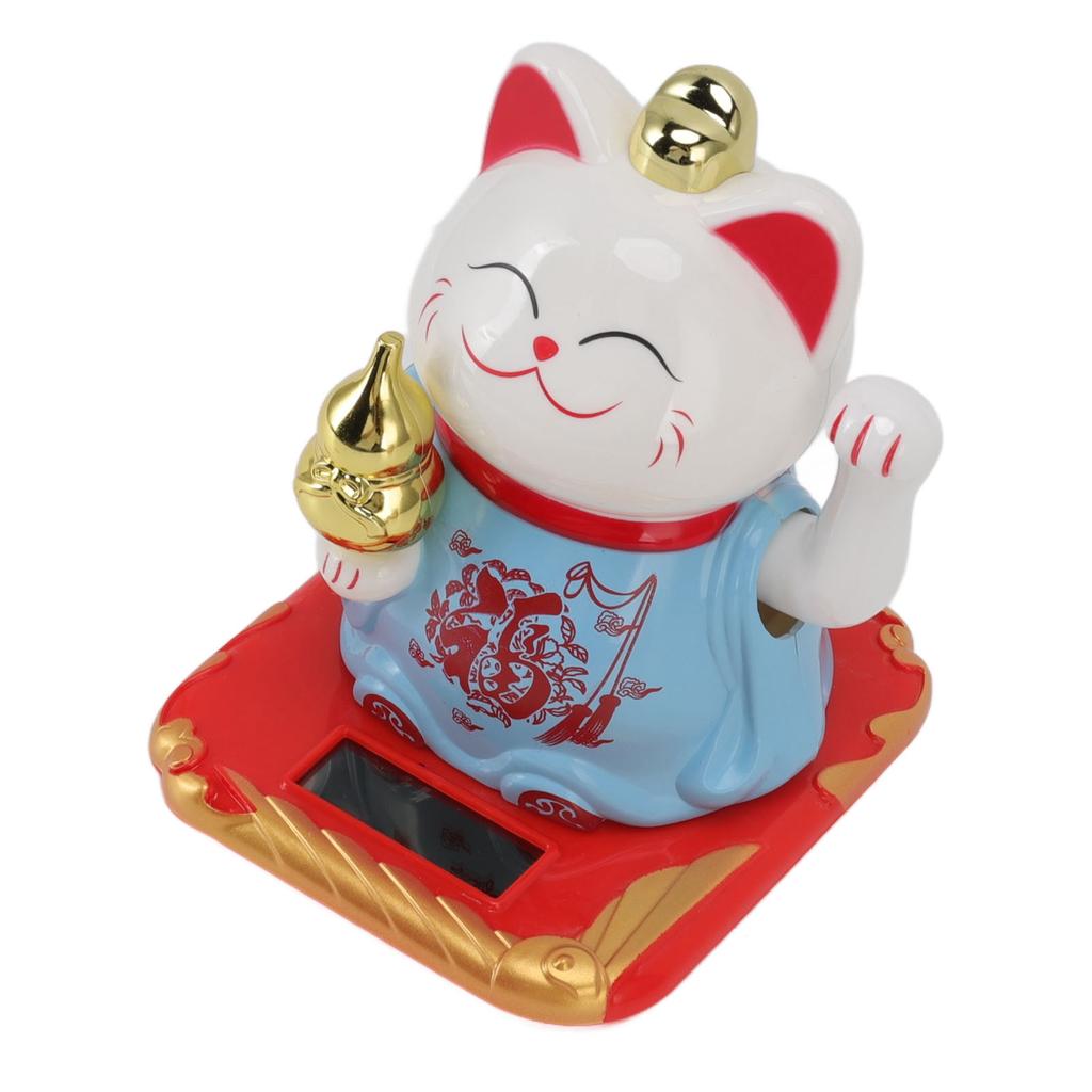 Lucky Waving Cat Light Induction Plastic Chinese Welcome Cat Ornament for Home Cars