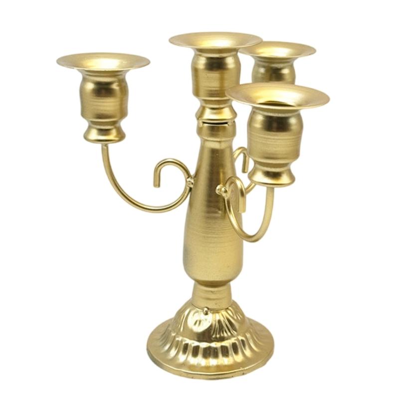 

Baroques Iron Candlestick Centerpieces 4 Arms Candelabra Candle Holder Vintage Metal Candle Stand Dinner Table Decors