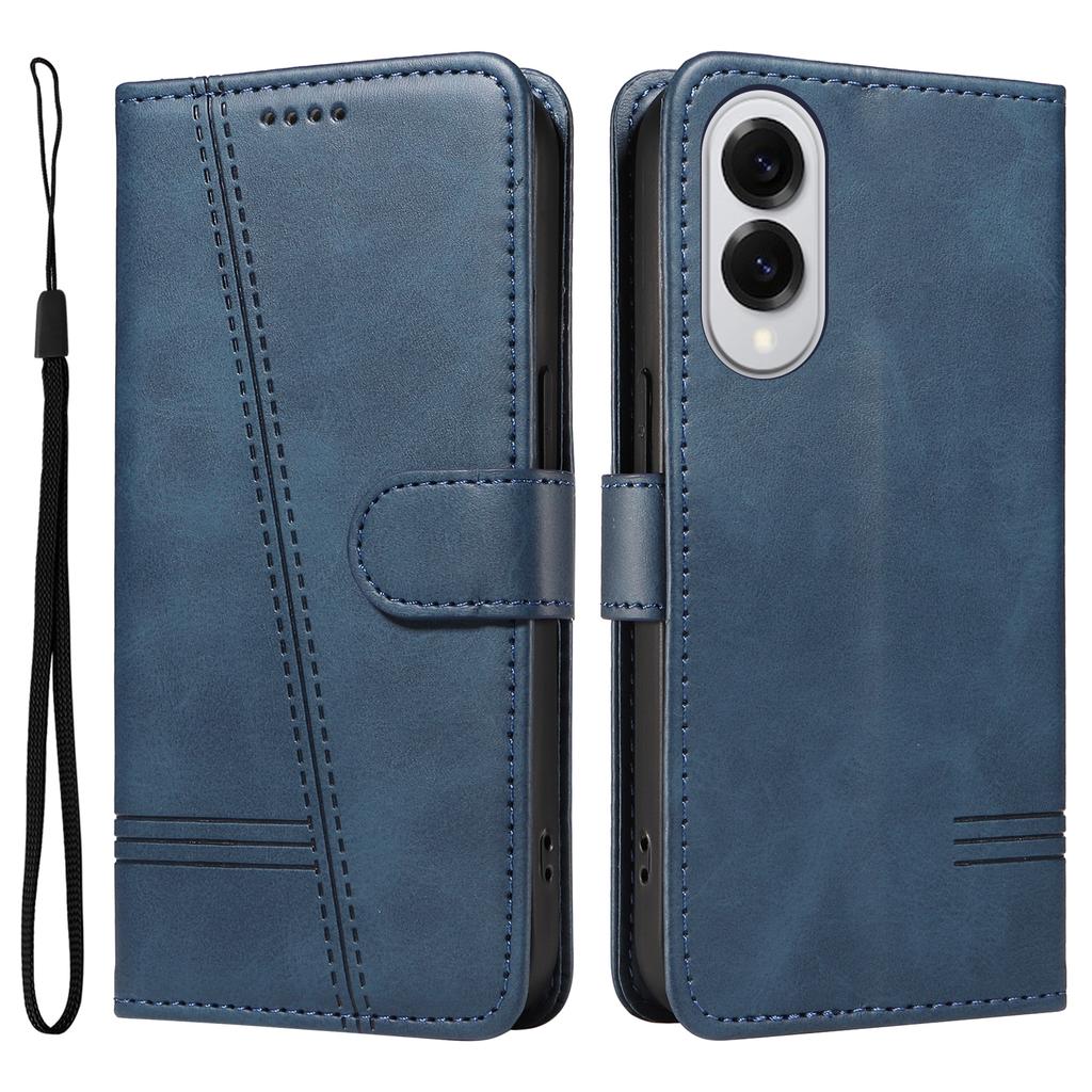 For Samsung Galaxy S25 Edge Wallet Case T-Shape Lines Leather Phone Cover Stand