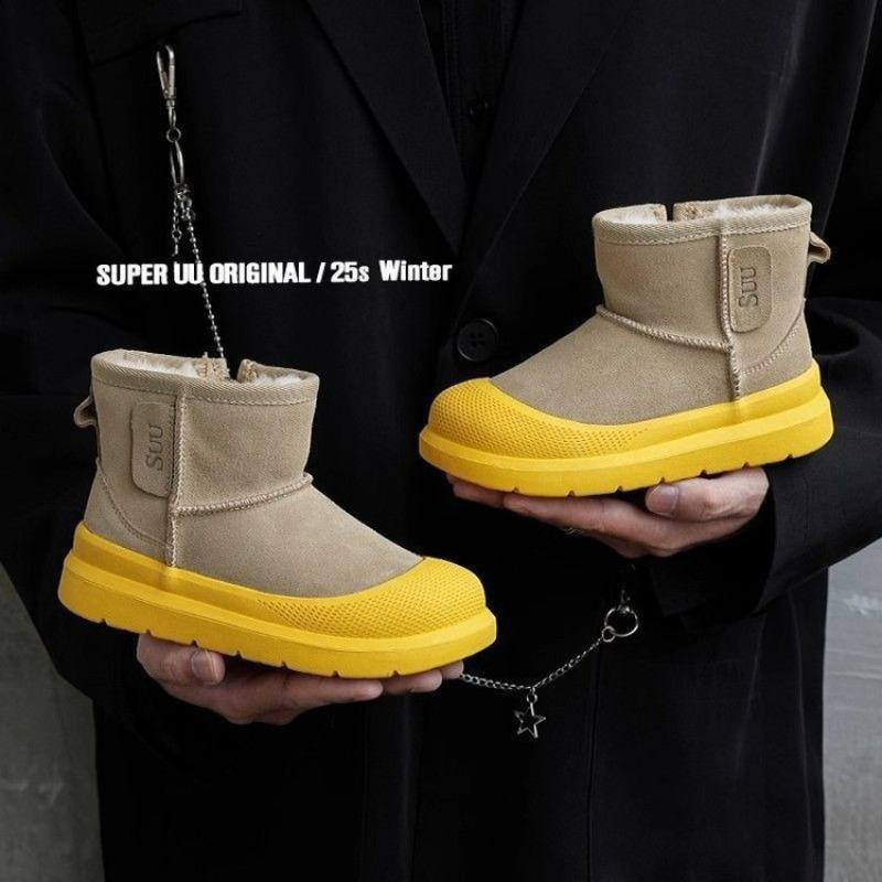 Winter Jungen Fellgefütterte Schneestiefel Kleine Mädchen Fleecegefütterte Verdickte Warme Kurze Stiefel Kinder Wasserdichte und Rutschfeste Baumwollschuhe