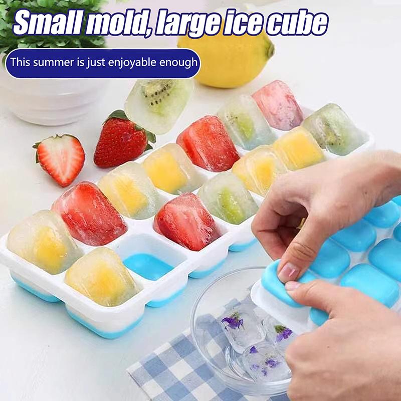 1Pc Silicone Ice Cube Mold Easy-Release Flexible Mold With Spill-Resistant Removable Reusable Lidstackable Ice Tray With Cover