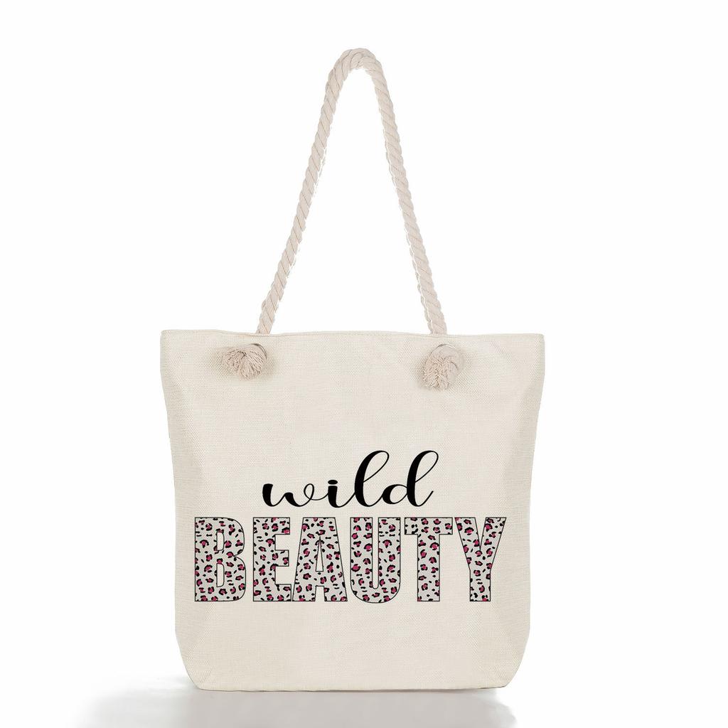 Leopard Print Print Thick Rope Single-shoulder Beach Bag 7276 CLE