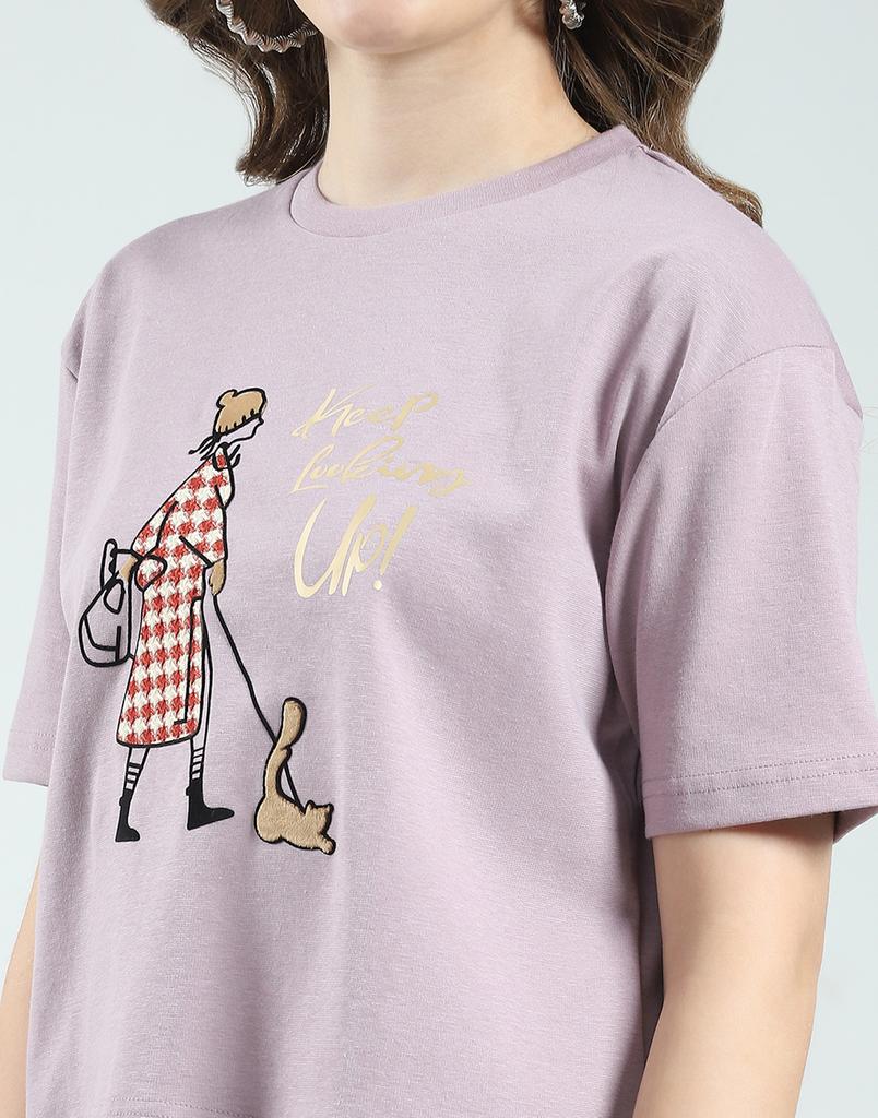 Monte Carlo Women's Regular Fit Printed Half Sleeve Round Neck Top