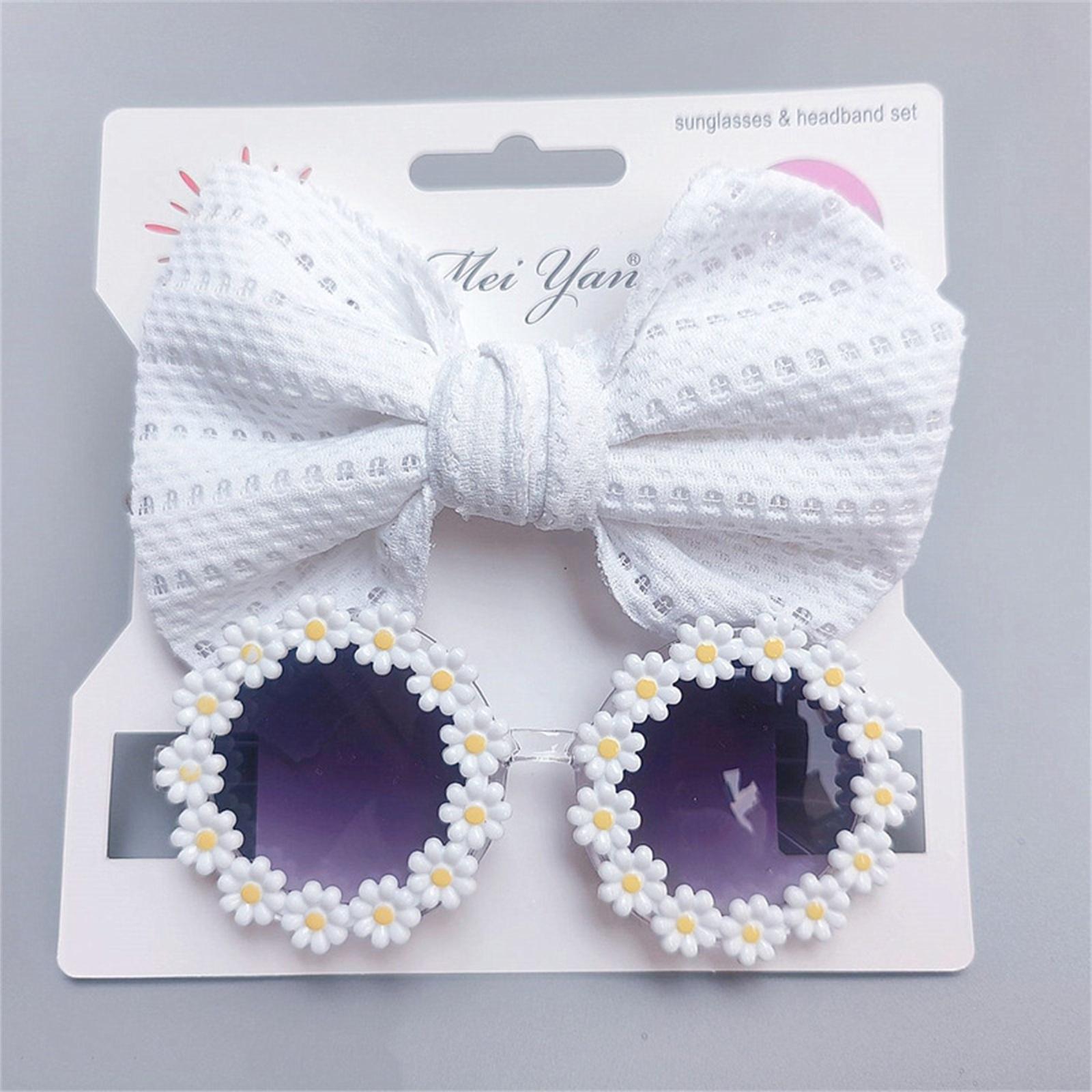 Children s Sunglasses Petal Sunglasses Cute Round Frame Butterfly Bow Hairband Party Decoration One Size