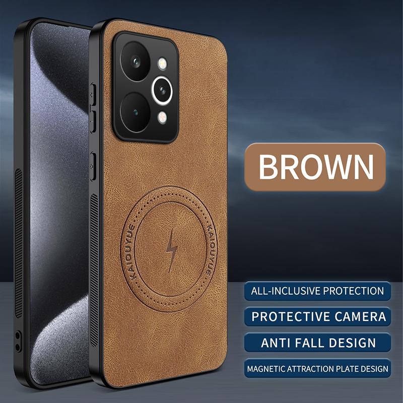

Чехол для Realme 15 5G Роскошный из овчины Магнитный Magsafe Беспроводная зарядка Матовый чехол для Realme 15pro Противоударный Защитный бампер for realme 15 pro коричневый