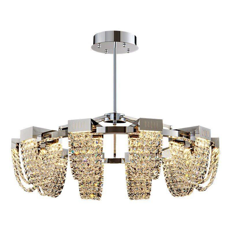 Luxury Chrome Crystal Chandelier Luster Led Ceiling Chandeliers for Villa Living Dining Room Bedroom Postmodern Home Decor