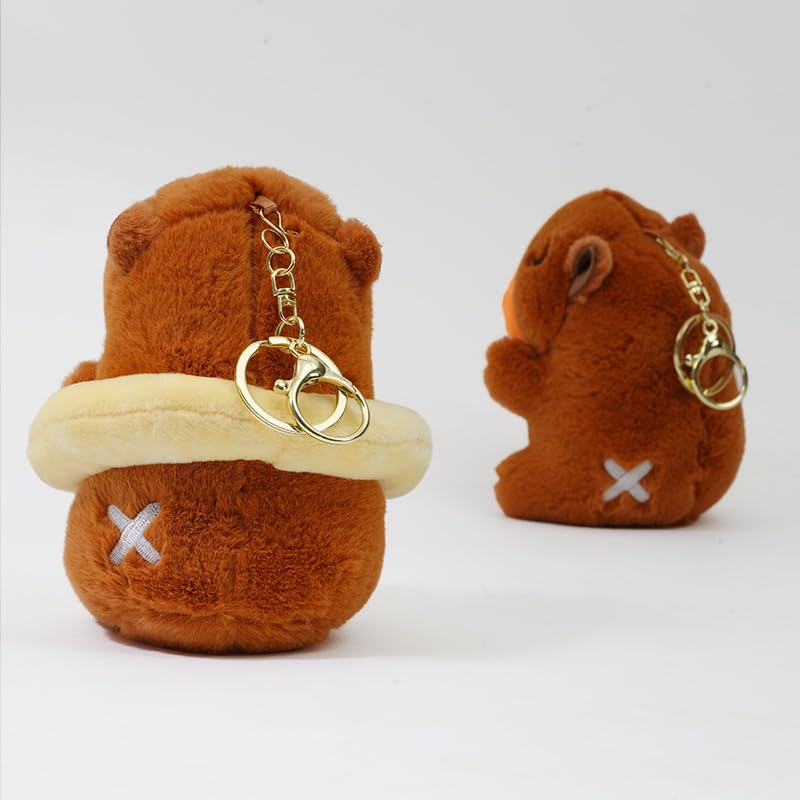 Clearstone Capybara Plush Duck Swim Brown Keychain, Chabimaru, Ring, 18.5cm,