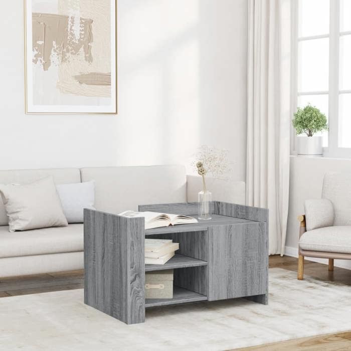 VidaXL Coffee Table Sonoma Grey 80x50x50 Cm Engineered Wood, Side Table, Living Room Table, Accent Table, End Table 848358