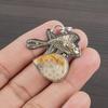Natural Yellow Fossil Coral Gemstone 925 Sterling Silver Jewelry  Pendant 1.3" AJP-2226