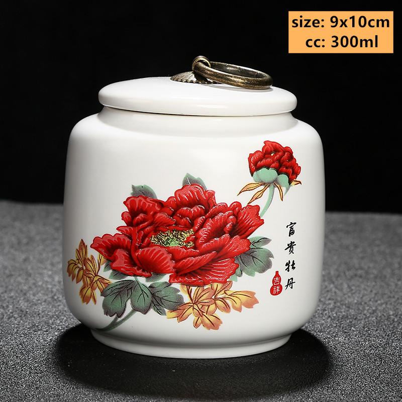 Exquisite Flower Patterns Ceramics Tea Caddy Portable Sealed Tea Leaf Containers Travel Tea Bag Storage Box Spice Organizer