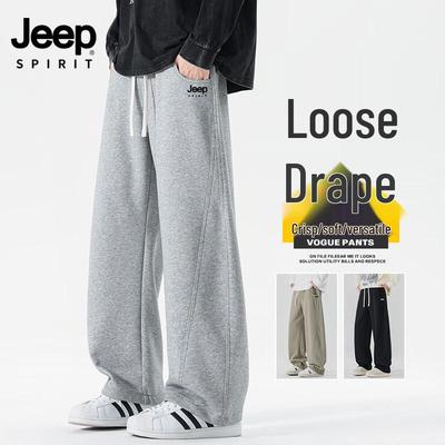 JEEP SPIRIT Men's Curved Straight-Leg Sweatpants
