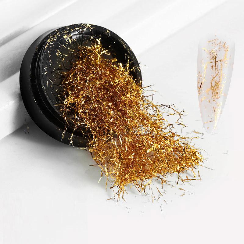 1 PC Sparkly Foil Nails Sequins Irregular Aluminum Gold Design Set Nail Glitter Flakes Gel DIY Manicure Accessories