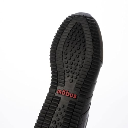 Mobus Men's German Trainer Leather Sneakers, Casual and Sporty, Walking Shoes with Long Legs, Current Model DRESDEN (Black/Charcoal, Japanese Shoe Siz