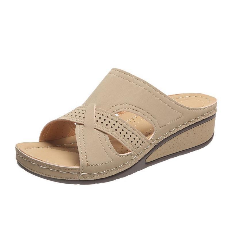 Neue Sommer Damen Übergröße Europäischer Amerikanischer Stil Offene Zehenpartie Cut-Out Slide Sandalen
