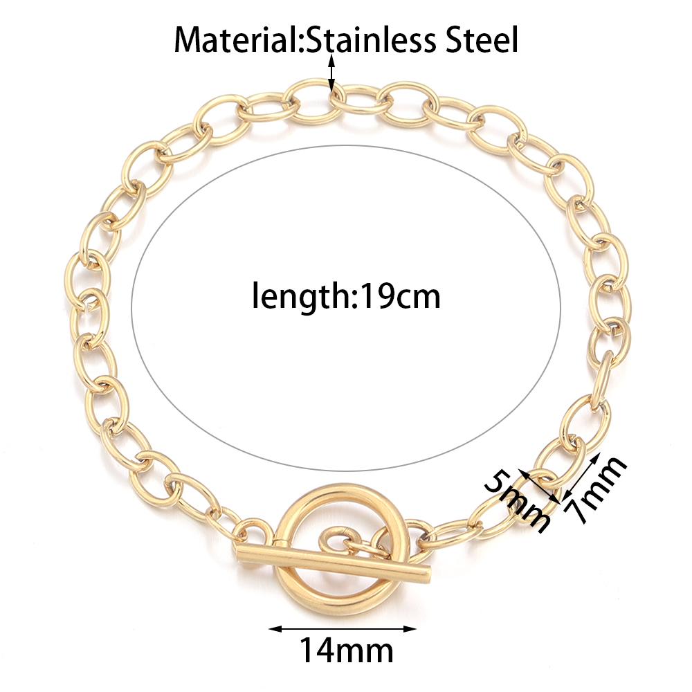 2pcs/lot Gold Color Stainless Steel Round OT Clasps Chain Bracelets For DIY Men Women Fashion Bracelets Jewelry Gift Accessories