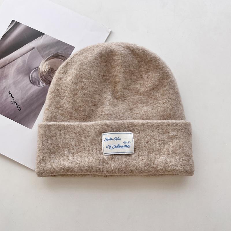 

Korean BrandNew Versatile Wool Blend Knitted Head Hat for Women with FallSeason and ColdSeason Double Layer Thickened Warm Ear Protection Wool Hat One Size
