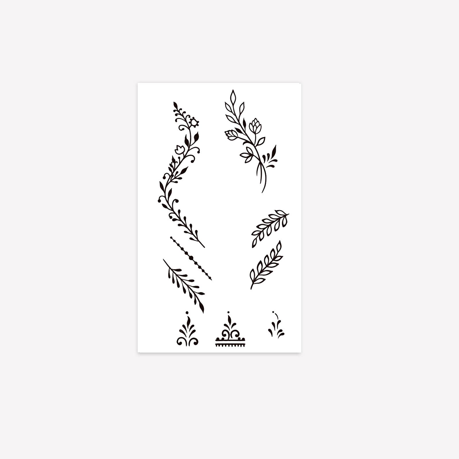 

Wind Branches And Leaves Tattoo Stickers, Waterproof And Long-Lasting, Indian Hand-Painted Style, Finger Back Decoration Tattoo 9*15