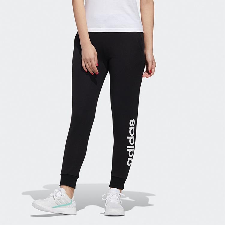 (WMNS) adidas Neo Essential Logo Pants Asia Sizing 'Black White' Women's GJ7917