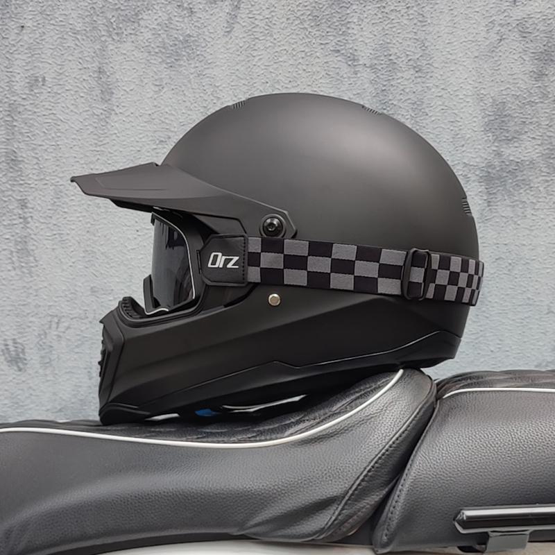 2024 new ORZ retro motorcycle helmet, American cruise full helmet, motorcycle with free brim