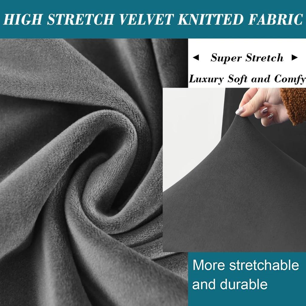 4 Szie Real Velvet Form Stretch Rectangle Folding Storage Covers Ottoman Washable Removable Footstool Protect Slipcovers