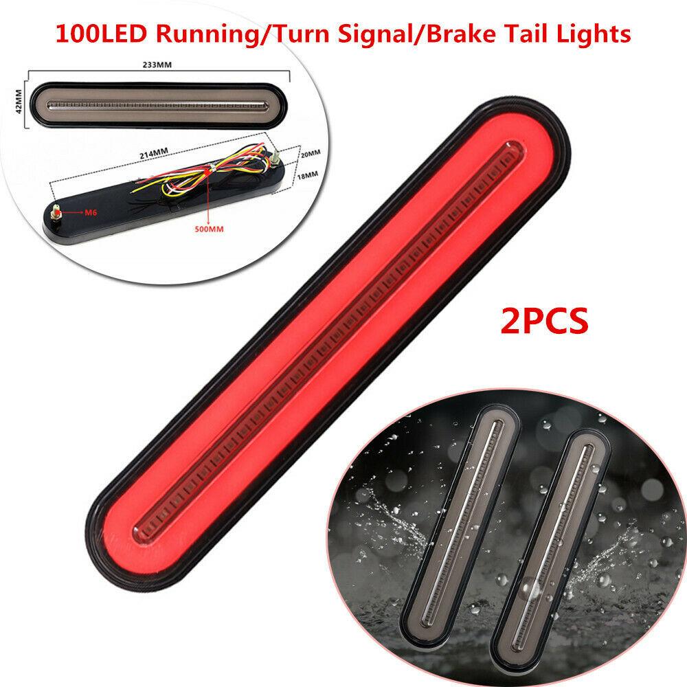 4 In 1 100LED Automobile Truck Trailer Light  Waterproof LED Red + Yellow RV Tail 3D Flowing Signal Lamp Accessories