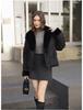 Short Imitation Mink Fur Lapel Cotton-padded Jacket with Detachable Sleeves