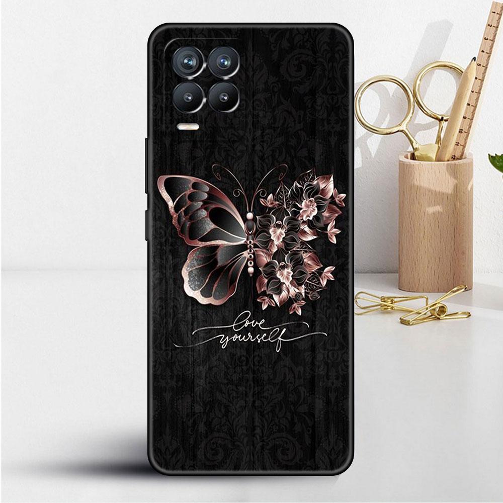 Case For Realme 8 C21y GT Neo 2 3 8i C21 7 C11 6 C12 C35 C3 GT 9 Pro C12 Silicone TPU Phone Cover Beauty Pink Butterfly