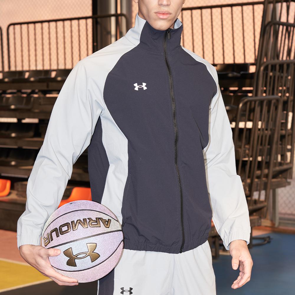 Under Armour Contrast Panel Logo Print Sports Jacket Men Jackets Black 22500402-001