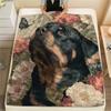 Rottweiler and Grass,pattern Flannel Blanket, High quality Comfortable for All Seasons, Home Decor, Warmth and Comfort, Perfect for Gifts.