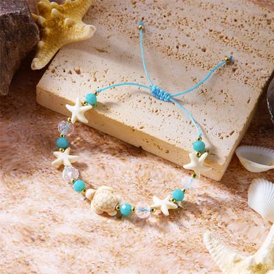 Bracelet Shell Bohemian Painted Shell Conch Starfish Beaded Bracelet For Women Anklet Beach Jewelry Gifts Handmade
