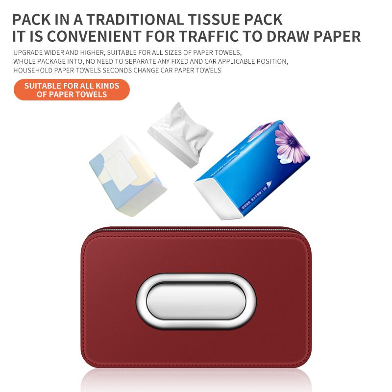 AABMH1 Car Tissue Box Holder PU Leathe Center Console Armrest Mount Napkin Case Fit Road Trip Organizer Easy Install For Cadillac