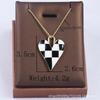 European and American Checkerboard Heart Pendant Keychain Necklace