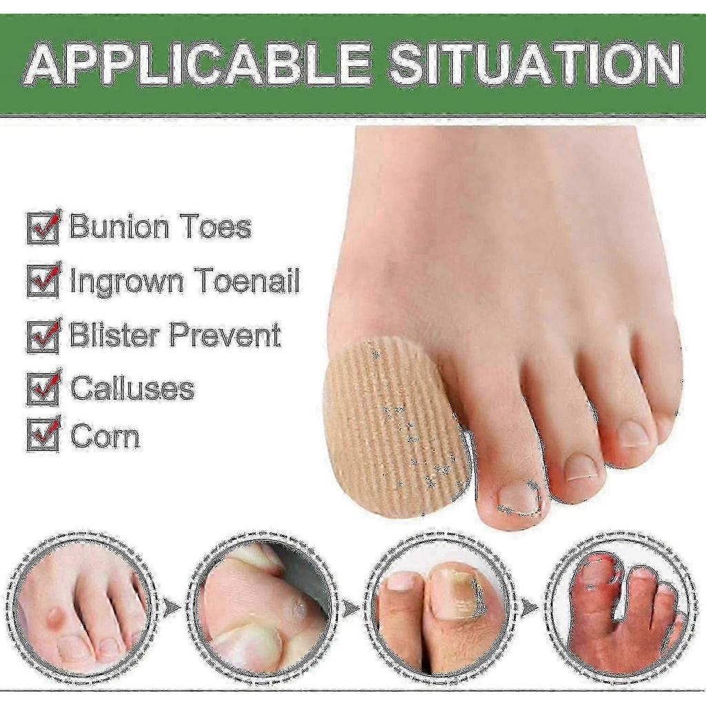 10pack Toe Caps Closed Toe Surface Fabric Sleeve Protectors With Gel Lining, Prevent Pain Relief For Corns, Blisters And Ingrown Toenails (size Large