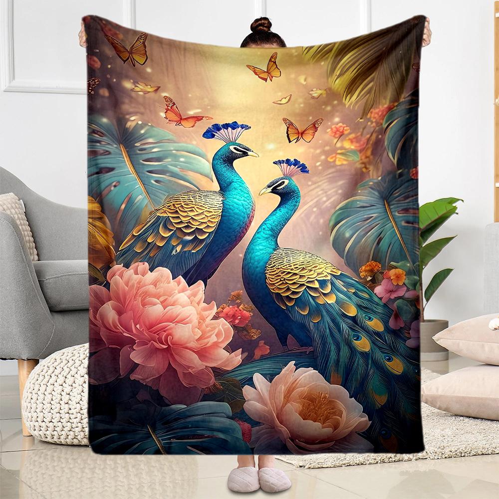 1pc Cute Elephant On Moon Blanket Soft Comfortable Lightweight Perfect for Travel Camping Picnics Sofa Office Bed Living Room Ideal Gift for Friends