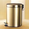 5L Champagne Gold Pedal Trash Can with Lid for Kitchen Use