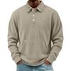 Men's Retro Corduroy Long Sleeve Button Shirt with Lapel Collar and Pocket Casual Top