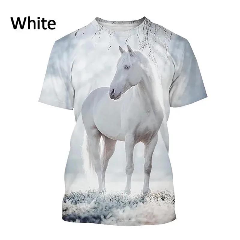

Мужская уличная хип-хоп футболка в стиле Харадзюку с короткими рукавами и 3D-принтом с изображением лошади, крутая футболка 6XL