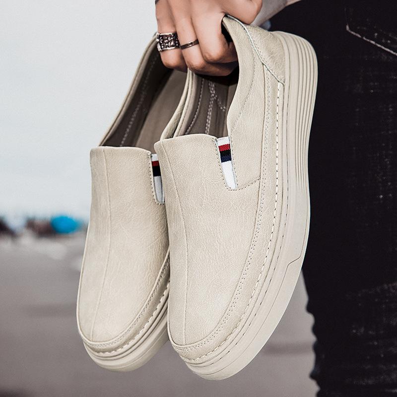 Men's Extra Large Size 45 Sets of Leather Shoes 46 Cowhide Casual Shoes 47 Small Size 37 One-pedal Hand-sewn Loafers