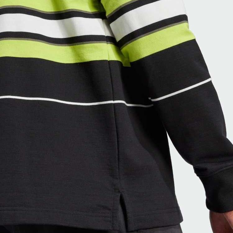Adidas Originals Street Roaming Series Comfortable Striped Breathable Soft Fitting Long Sleeve Polo Shirt Men Polo Shirts Black JD5391