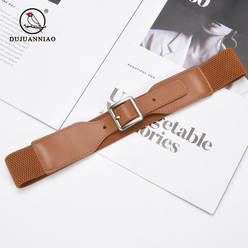 Four Seasons Available New Women'S Decorative Elastic Wide Belt Women'S Elastic Wide Simple Women'S Square Needle Buckle Belt